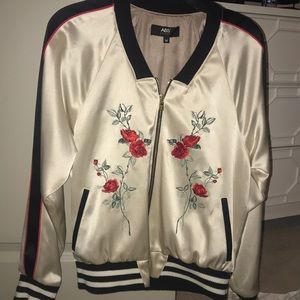 Floral Embroidered Bomber Jacket